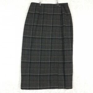 G. H. Bass & Co Womens Wool Blend Skirt Midi Dark Academia Charcoal Gray Plaid 8